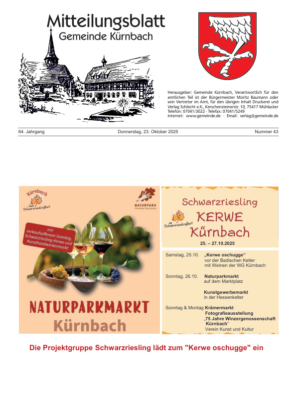 Mehr über den Artikel erfahren Kürnbach KW 43