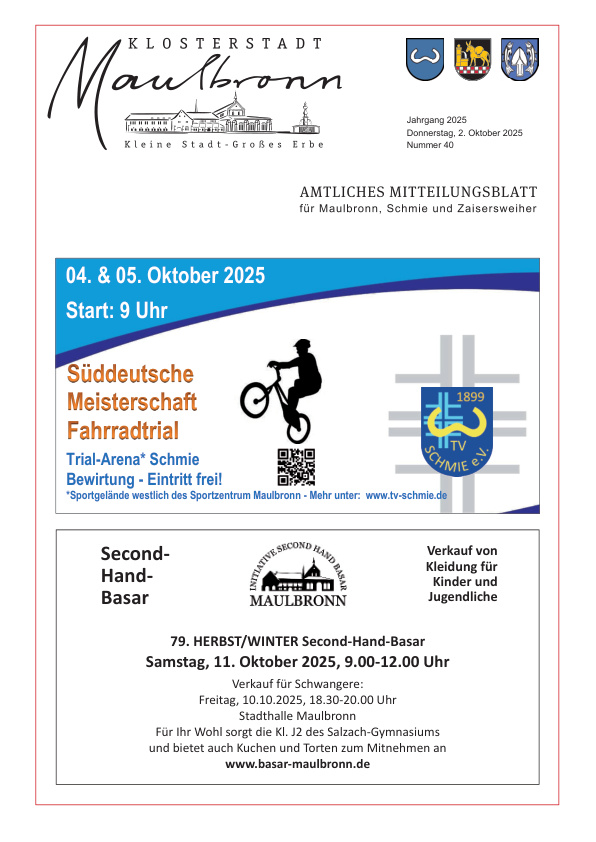 Mehr über den Artikel erfahren Maulbronn KW 40