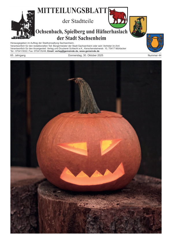 Mehr über den Artikel erfahren Ochsenbach/Spielberg/Häfnerhaslach KW 44
