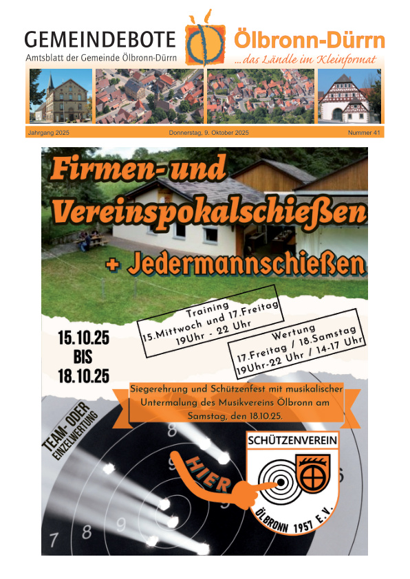 Mehr über den Artikel erfahren Ölbronn-Dürrn KW 41