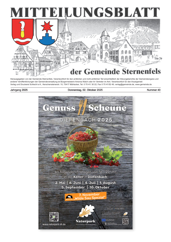 Mehr über den Artikel erfahren Sternenfels KW 40