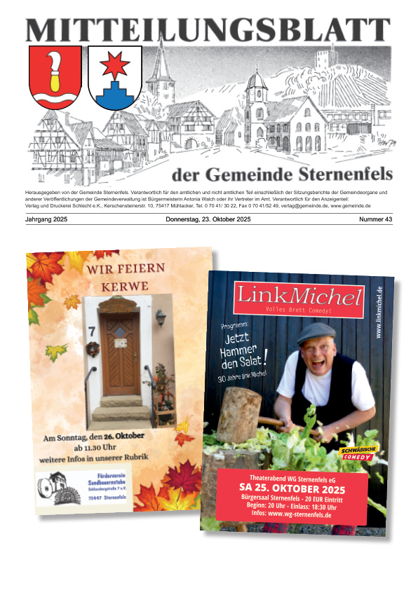 Mehr über den Artikel erfahren Sternenfels KW 43