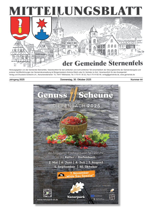 Mehr über den Artikel erfahren Sternenfels KW 44