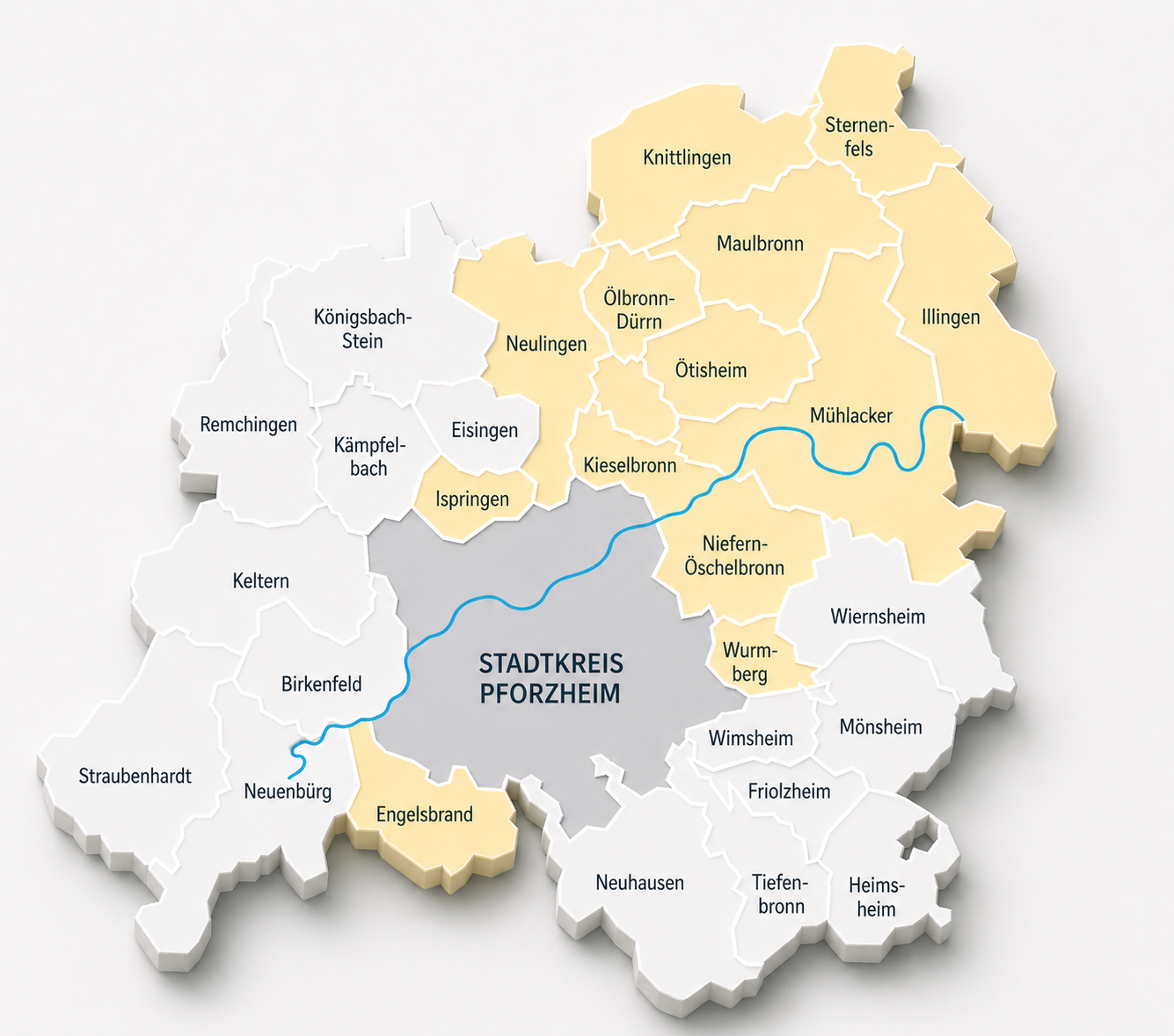 Karte Enzkreis – Gelbes Verteilgebiet